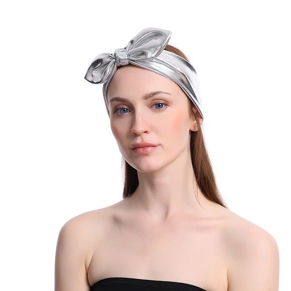 

ins style big bow solid color pu headband yoga sports headband hair accessory for chic girls use when washing face and makeup, Black;brown