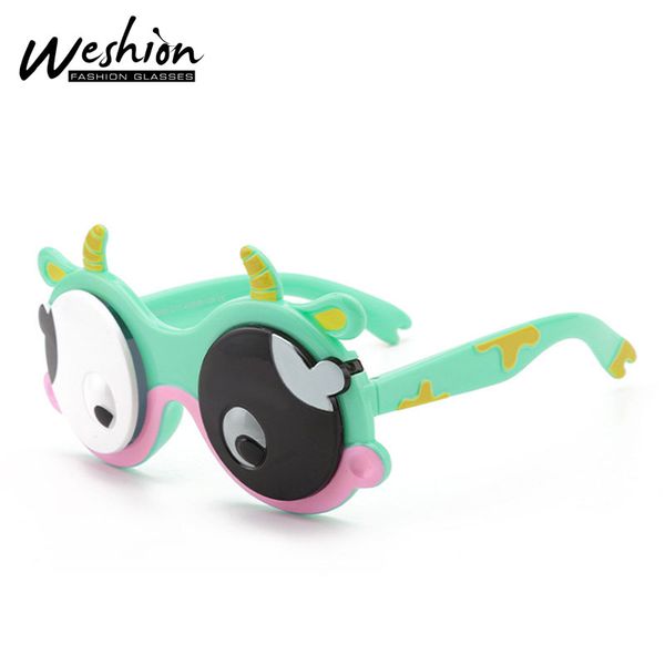 

juniors flip cute sunglasses kids polarized boy girls children animal sun glasses 4-12 flexible big eye eyeglasses uv filter2020, Blue