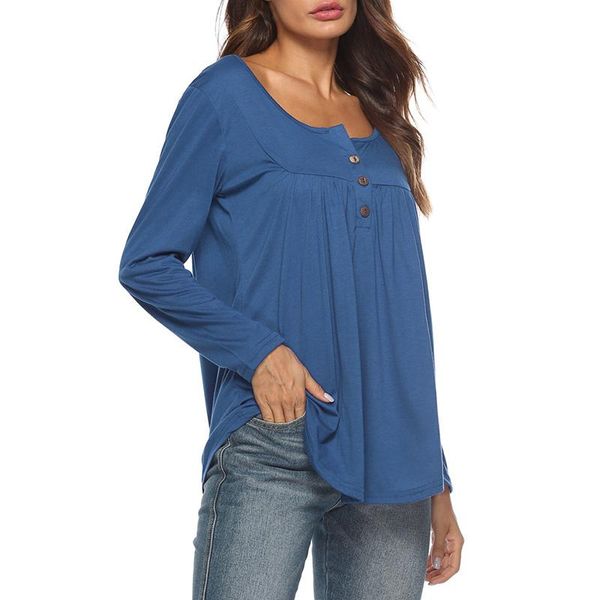 

повседневные кнопки женщин сыпучей блузы o шеи длинного рукава корейской моды блуза solid color 4xl 5xl плюс размер осень плиссированной вве, White