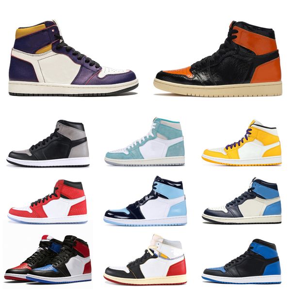 

new og 1s men basketball shoes 1 fearless air retro jordan black bred toe unc union gym red mens trainer sports sneakers 7-13