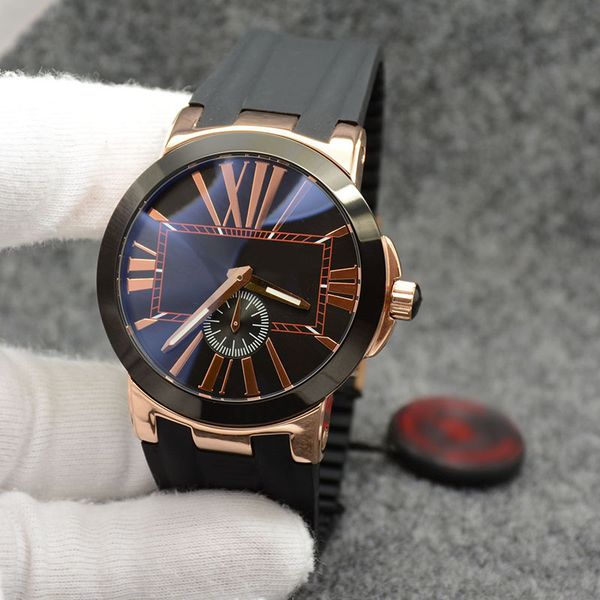 

outstanding watches time dual watch mens rubber ceramic bezel un-24 dial wristwatches quartz battery marine strap black executive men ddkhq, Slivery;brown