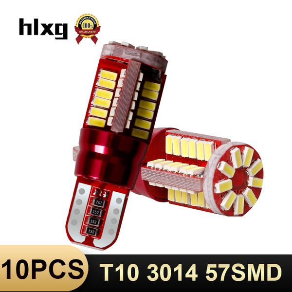 

hlxg 10x t10/t15 led 57smd w5w led car interior light parking smd dc turn signal bulb backup reverse back lamp 168 192 194 2825