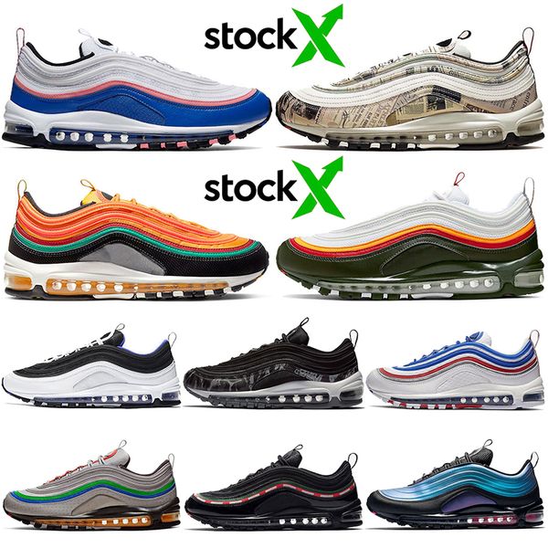 

высокое качество бренд chaussures 97s 2020 новый запас x подушки кроссовки синий розовый земли газета sunburst мужские женские кроссовки 36