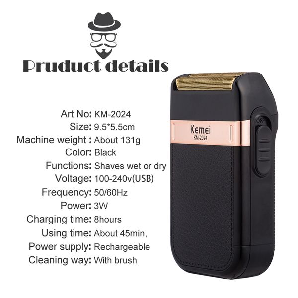 

kemei electric shaver twin blade waterproof reciprocating cordless razor usb rechargeable barber trimmer maquina afeitar rimmer nzqfm