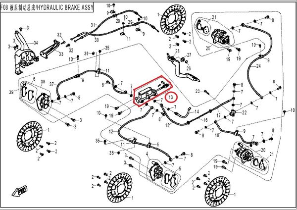 

master cylinder fit for cf800 utv/cfz8 parts code is 7030-081200