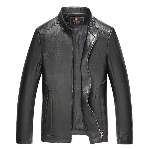 

men's leather jackets 2018 autumn winter soft leather jackets sheepskin coat for men clothing big size, Black