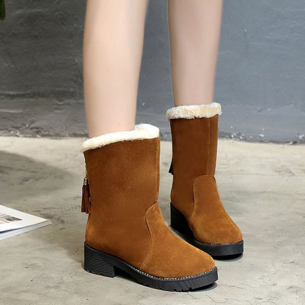 

women snow boots female flock platform snow boot ladies plush sneakers casual flat shoes woman footwear botines mujer 2019, Black