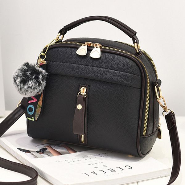 

women's shoulder bag small handle bags vintage handbag for ladies hairball sac a main leather handbag women crossbody bag
