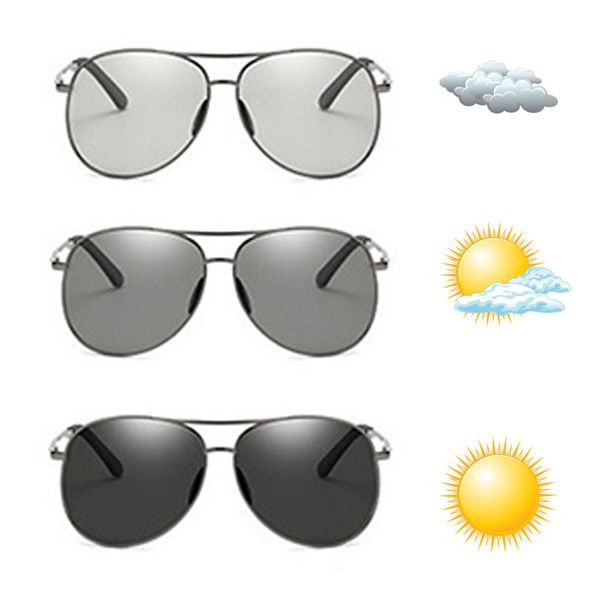 

2020 new pilot polarized pchromic sunglasses mens transition lens driving sun glasses male driver change color goggles, White;black