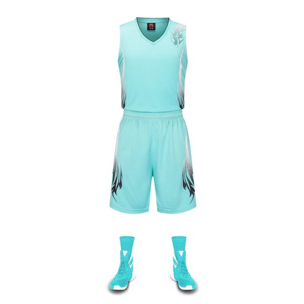 

discount men training basketball sets with shorts uniforms reversible basketball jerseys for that home and away look kits sports a9-42, Blue;black