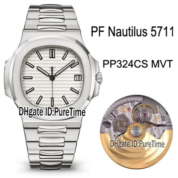

pf v2 nautilus jumbo 5711/1a-011 cal.324 a324 automatic mens watch steel case white texture stainless steel bracelet edition puretime, Slivery;brown