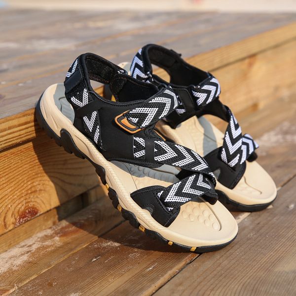 

summer beach large size sandals men's fashionable breathable trend sandals men's shoes, Black