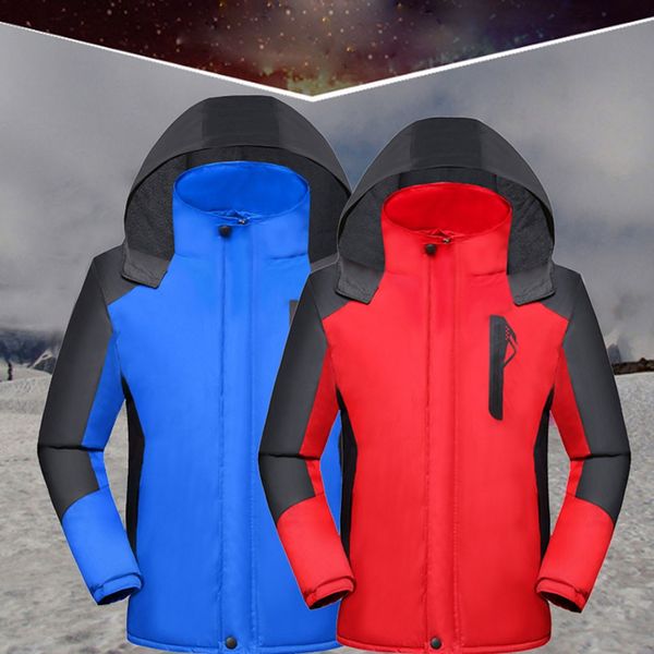 

winter jacket men hoodie windbreaker waterproof jacket detachable breathable hiking sport outdoor coat fleece softshell, Blue;black