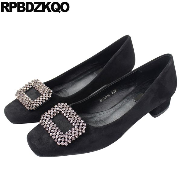 

summer chinese square toe women low heel designer diamond shoes china black suede crystal rhinestone slip on pink ladies