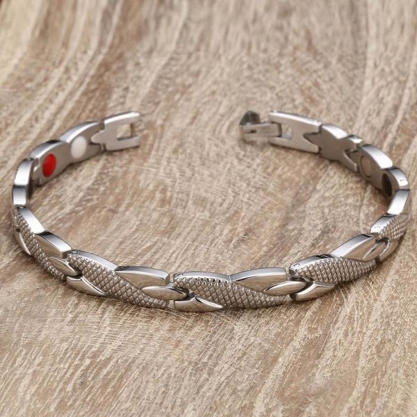 

new sale men women twisted bracelet healthy magnetic therapy arthritis pain relief wristband, Golden;silver