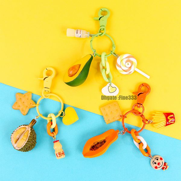 

fruit keychain box avocado durian cantaloupe 3 models cartoon figures accessories figures toys keychain gifts