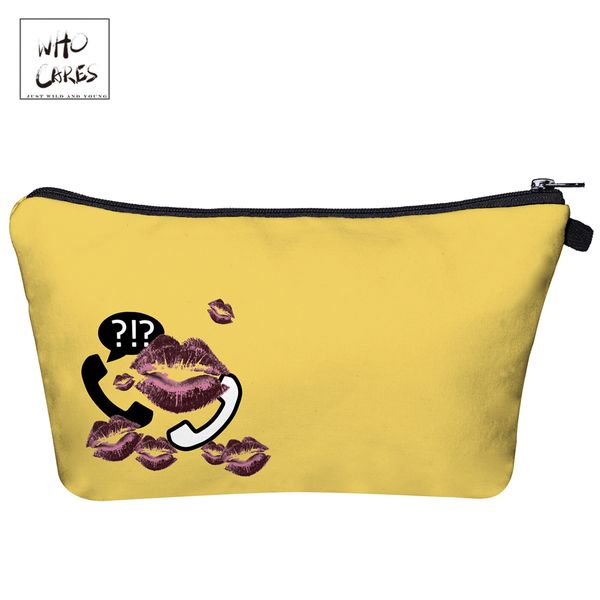 

who cares call lips 3d printing makeup bags with zipper ladies pouch women cosmetic bag