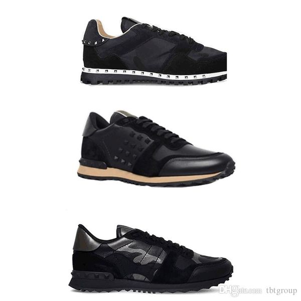 

mens designer shoes rockrunner camouflage shoes luxury designer sneakers leather flats casual shoes mens women flats luxury trainers, Black