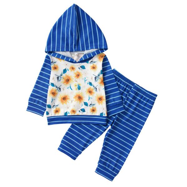 

emmababy newborn infant baby girls autumn long sleeve floral printed patchwork hooded t-shirt pants tracksuit clothes outfit
