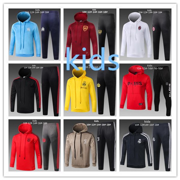 

Hooded RONALDO Kids Soccer tracksuit Jacket 2019 Marseille Real Madrid Bayern Munich Kids Hoodie Tracksuit Jacket mbappe child Hoodie kit