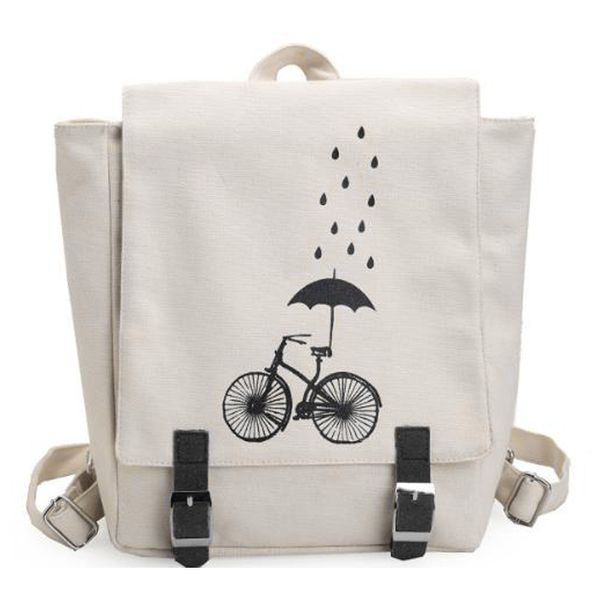 

literary wind canvas print backpack casual minimalist backpack