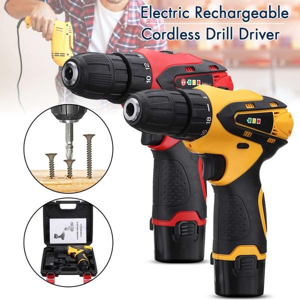 

12v electric screwdriver li battery rechargeable multi-function 2 speed adjustable cordless electric drill power tools