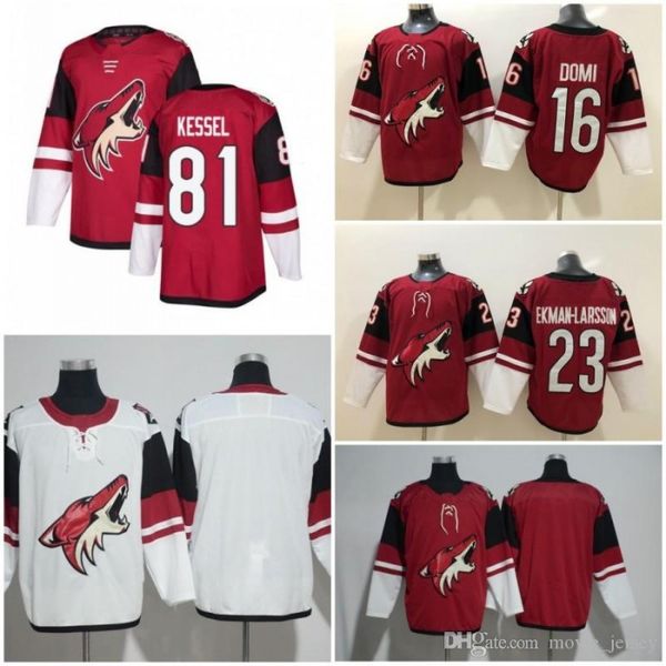 

phoenix arizona coyotes jerseys 81 phil kessel 16 max domi jersey 23 oliver ekman-larsson red white blank hockey stitched, Black;red