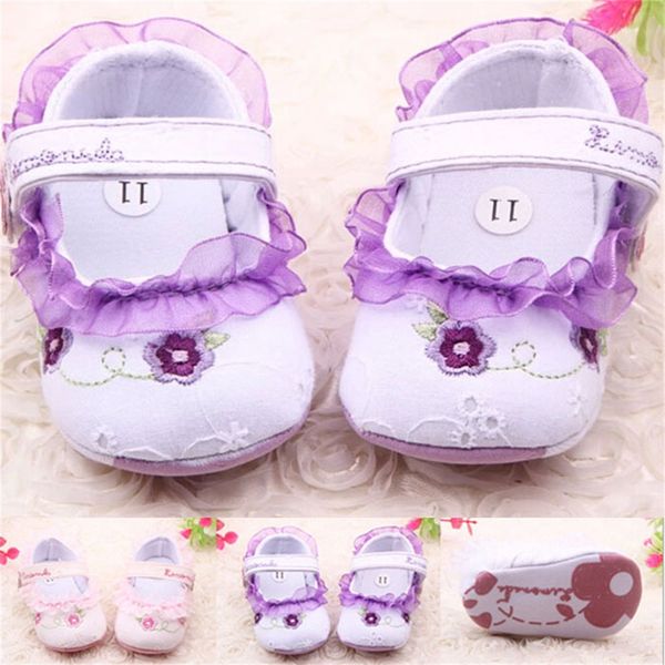

baby shoes sweet princess learning walking shoes soft and comfortable cotton + lace purple 12 lace, Black