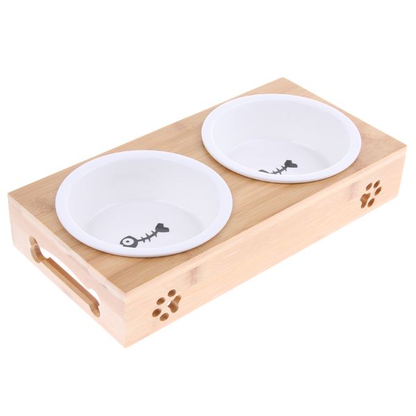 

pet feeder single/double bowls, removable pet cat dog food bowl water feeding dish