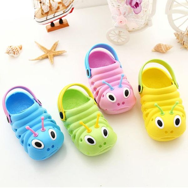 

cute baby boys girls sandals soft cartoon toddler kids crocs shoes summer flat kids beach sandals slippers outdoor hole shoes, Black;red