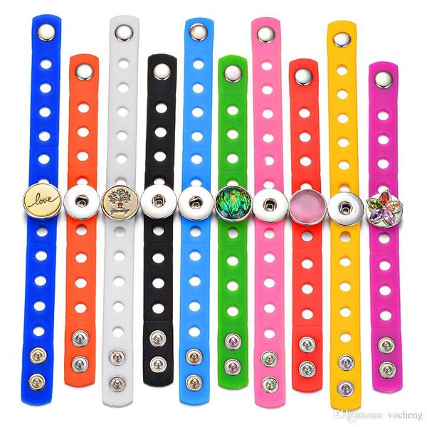 

10шт много цвета конфета силикон браслеты подходят 18ммы оснастки подвеска vocheng gingersnap браслет ювелирных изделия женщина дети подарки, Black