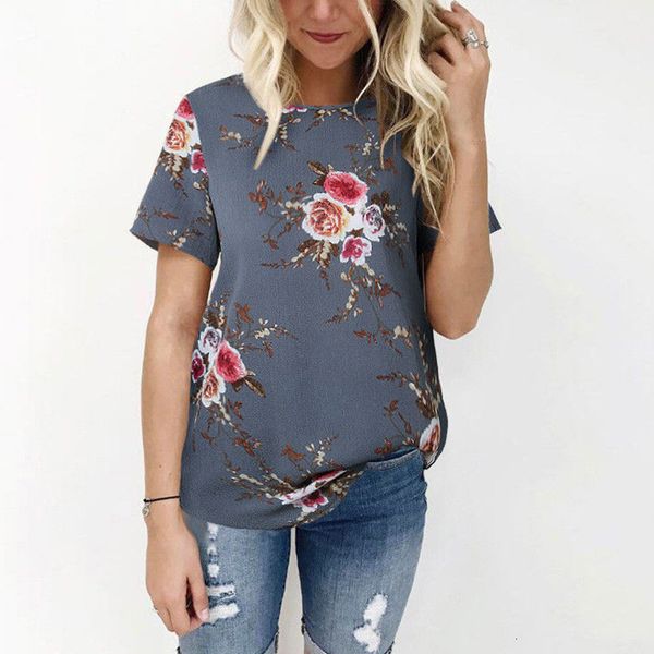

blouse women ladies new arrival summer floral print shirts elegant casual short sleeve floral boho beach loose blusas femininas, White