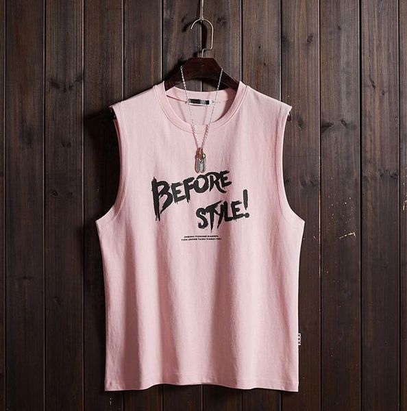 

2019 fashion basketball jersey pink summer wear vest men's wild loose sleeveless t-shirt, Black;red