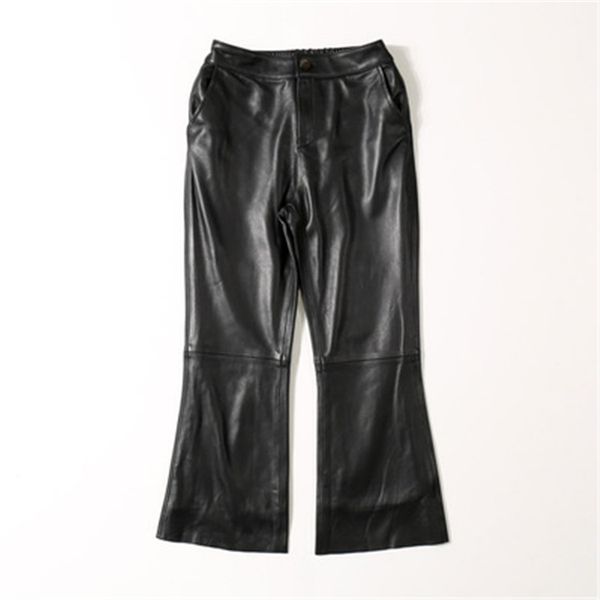 

2020 women new real genuine sheep leather pants c9, Black;white