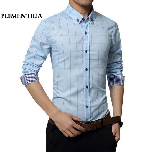 

puimentiua men printed sleeve formal men shirt turn-down collar male business solid shirts patchwork camisa masculina, White;black