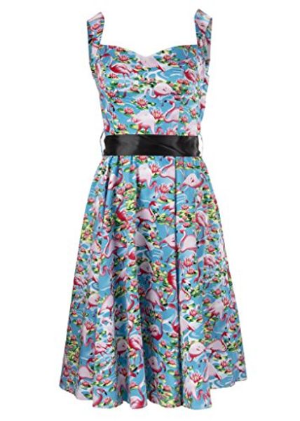 

womens pink flamingo 50's pinup retro vintage swing dress, Black;gray