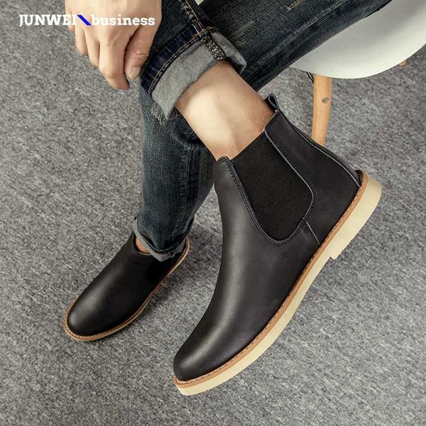 

handmade cow genuine leather winter men fashion pointed toe wedding vintage motorcycle boots a4, Black