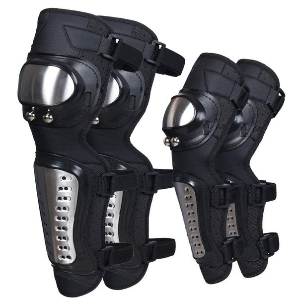 

2018 new brand motorcycle stainless steel protective gear knee pads elbow four sets slt031, Black;gray