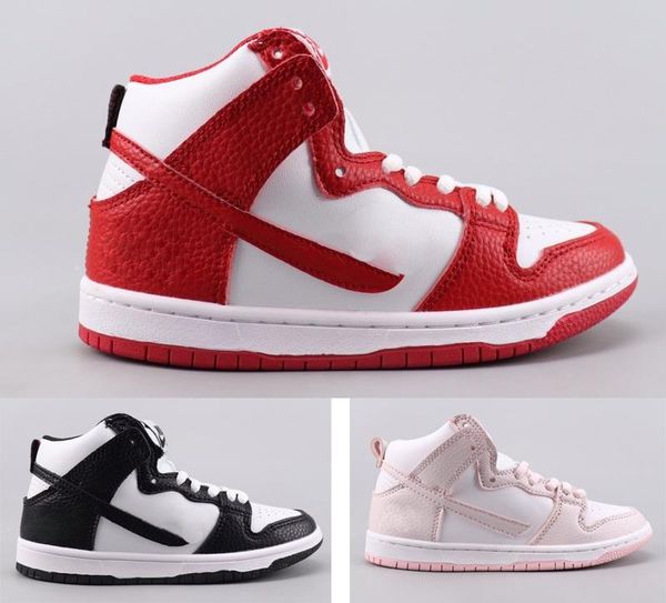 

2020 дети тапки off-w dunk high премиум sb university red white тренер sb dunk high пакет баскетбол обувь дети девочка мальчик конька s, Black