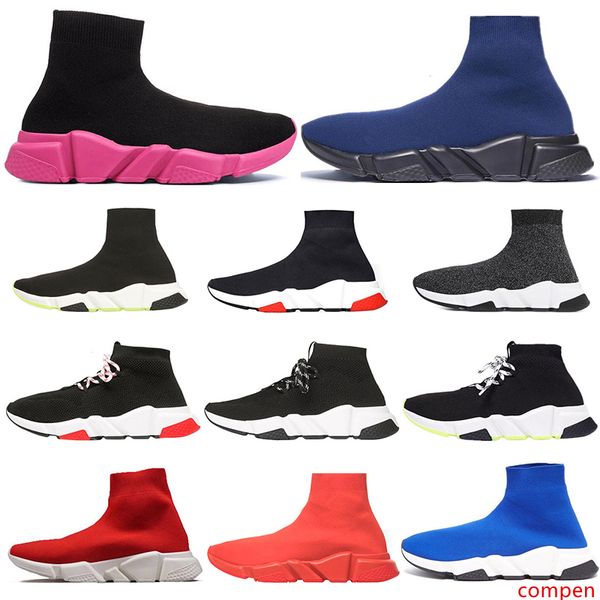 

2020 designer shoes speed trainer casual of triple socks flat fashion navy bule black pink mens womens sports sneakers fashion size 36-45