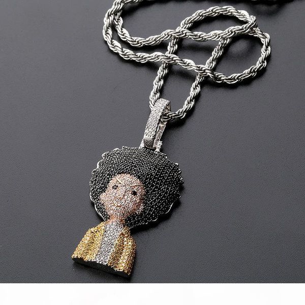 

iced out pendant cz necklace chain mens women micro paved hip hop gold silver color bling charm chains jewelry
