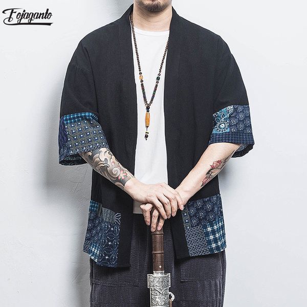 

men's casual shirts fojaganto men printing short sleeve fashion trend male turn-down collar shirt coat, White;black