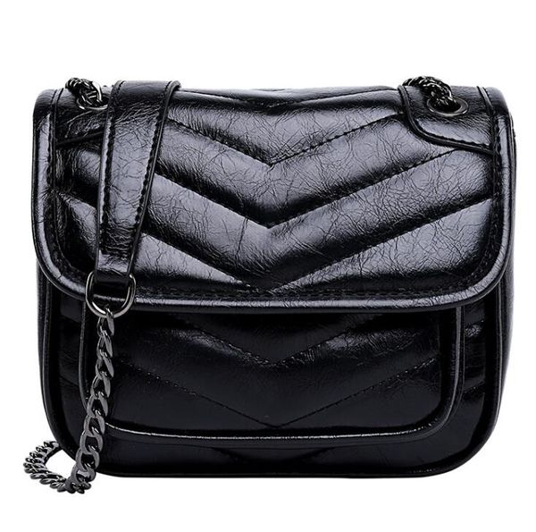 

designer women handbag luxury shoulder bag temperament chain crossbody thread plain classic woman bag bright leather