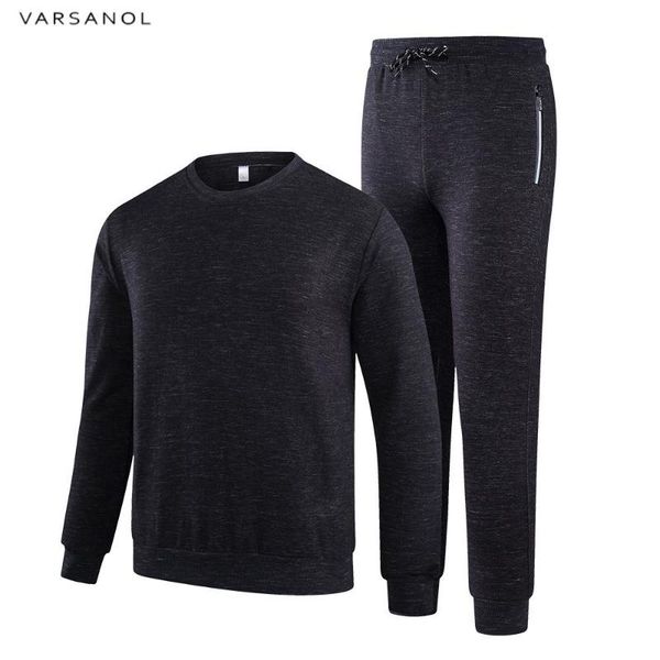 

varsanol tracksuits men tracksuit set solid sweat suit men track suits set coat+pants outwear sportssuit jacket and sweatpant, Gray