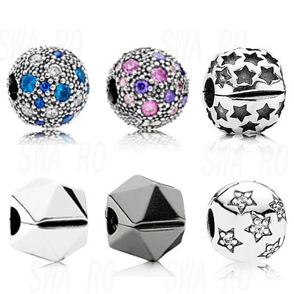 

2019 new fashion charm personality 100% real 925 simple safety clip starlit clips star mount clips mosaic diy ladies original