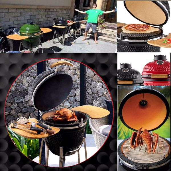 

23.5inch ourdoor ceramic bbq grill pizza heat retention oven charcoal stove pizza oven courtyard family barbecu with wheel