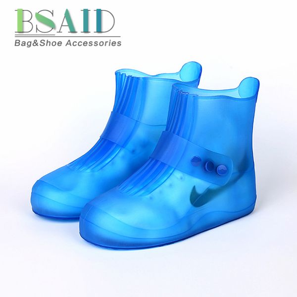 

bsaid shoes covers waterproof rain reusable, elastic slip-resistant rain boots overshoes for men women child shoes accessorie, White;pink
