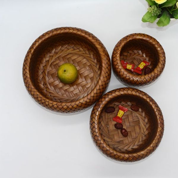 

bamboo basket sets woven bird's nest fruit candy bread snakes organization double layer picnic food storage 3 pcs handmade