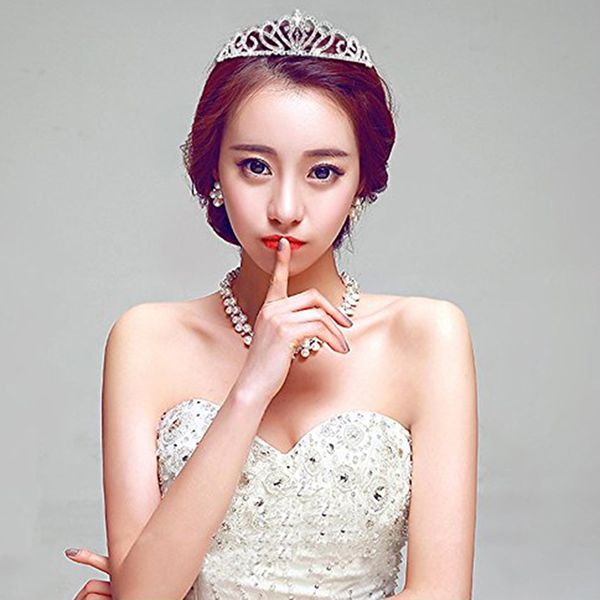 

new fashion princess bride tiaras rhinestone crystal crown hair comb headband extravagant wedding hair jewelry accessories, Golden;white
