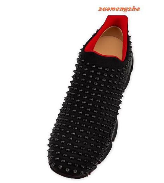 

new designer shoes spike sock studded spikes sneakers red bottom mens womens spikes training shoes donna size35-46, Black